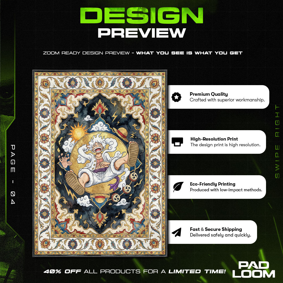 Chair character design printed on rug
