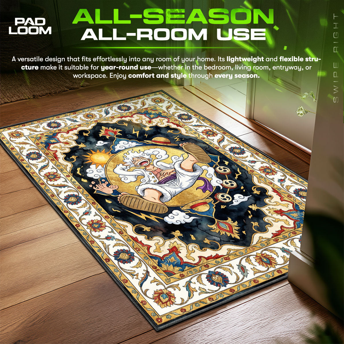 Gear Night Storm One Piece Chair fan rug — premium quality print