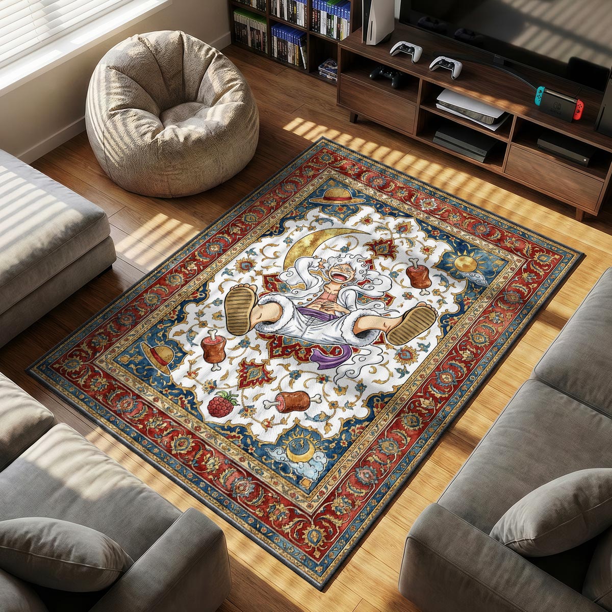 Gear Nika themed area rug for home decor fans
