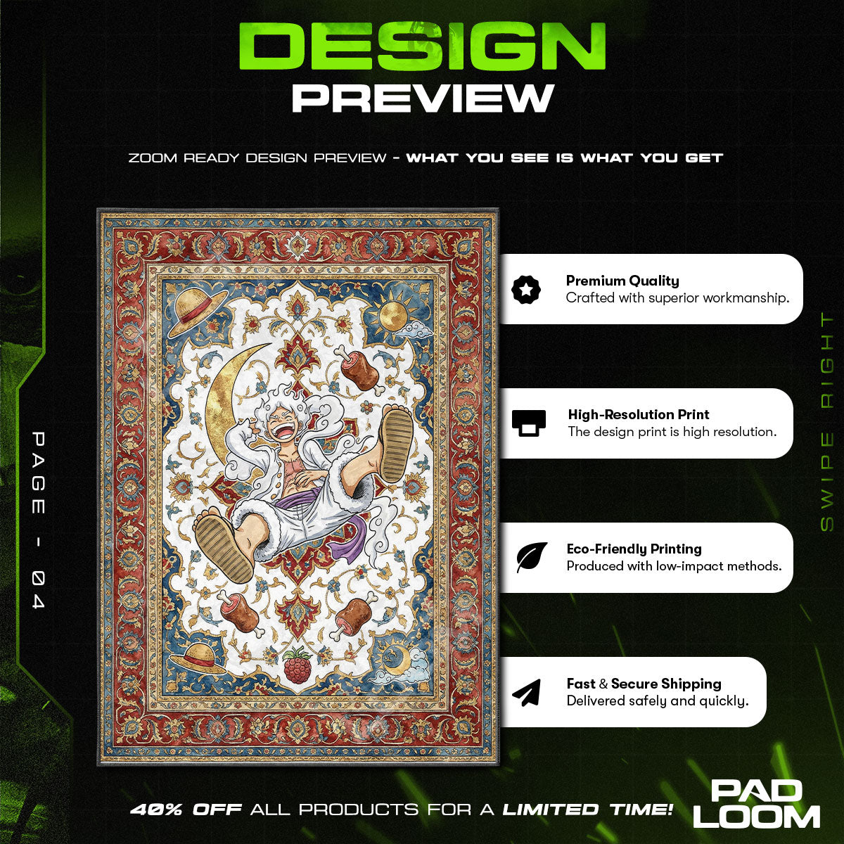 Chair character design printed on rug