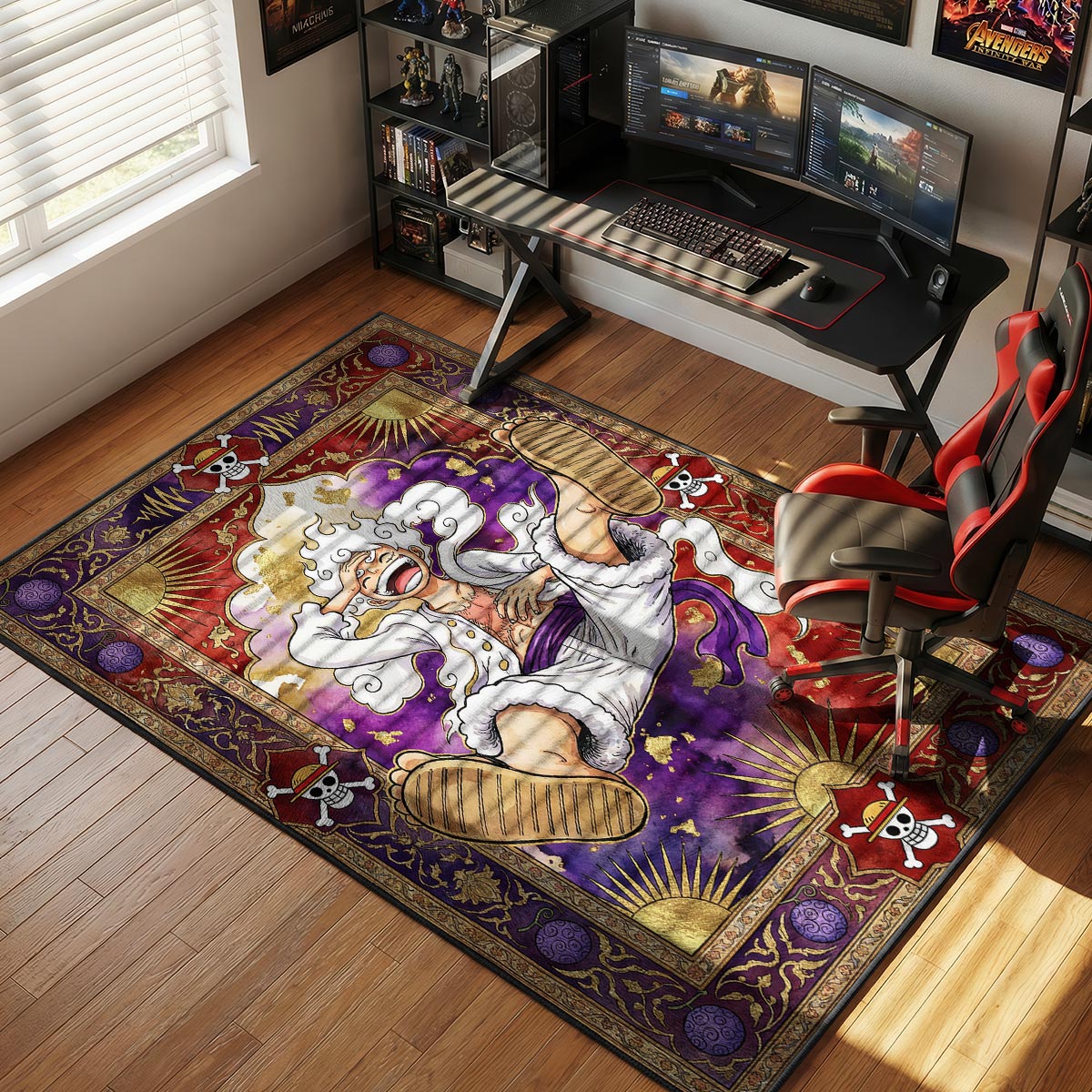 Luffy Gear 5 Sun God Rug - One Piece Chair Mat | Padloom