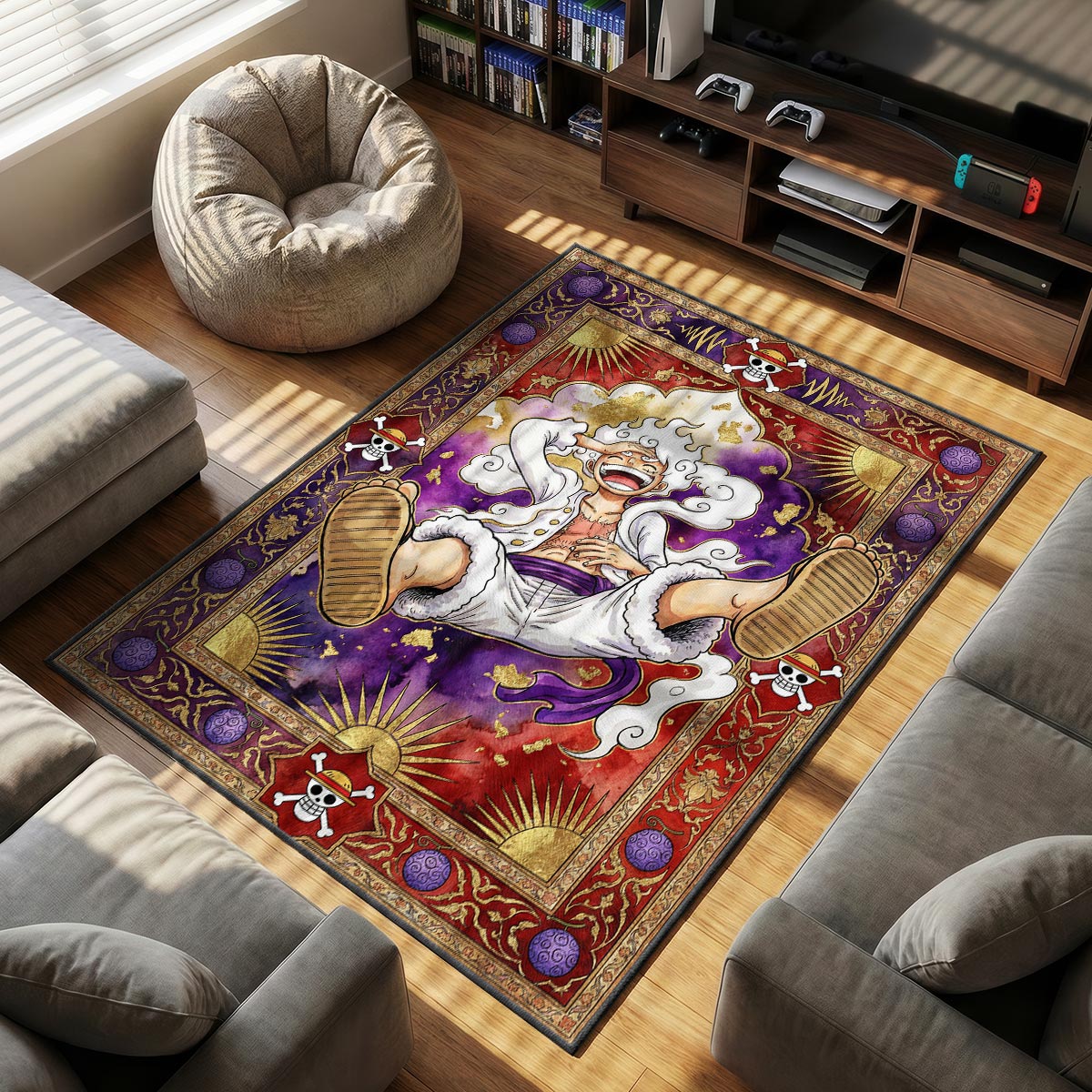 Luffy Gear 5 Sun God Rug - One Piece Chair Mat