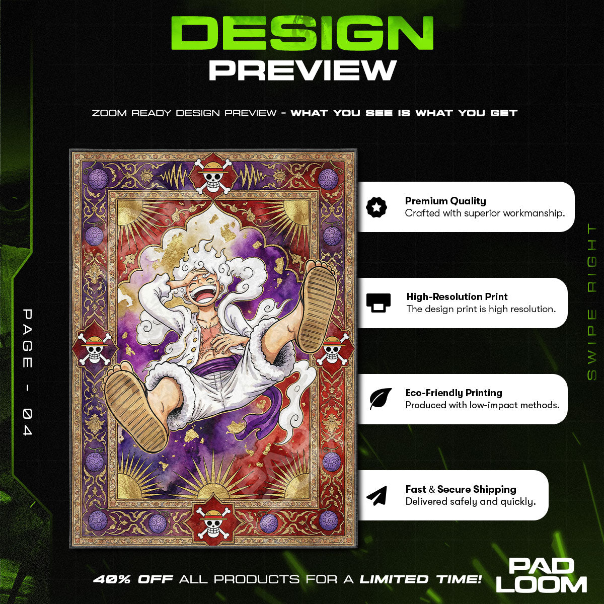 Luffy Gear 5 Sun God Rug - One Piece Chair Mat