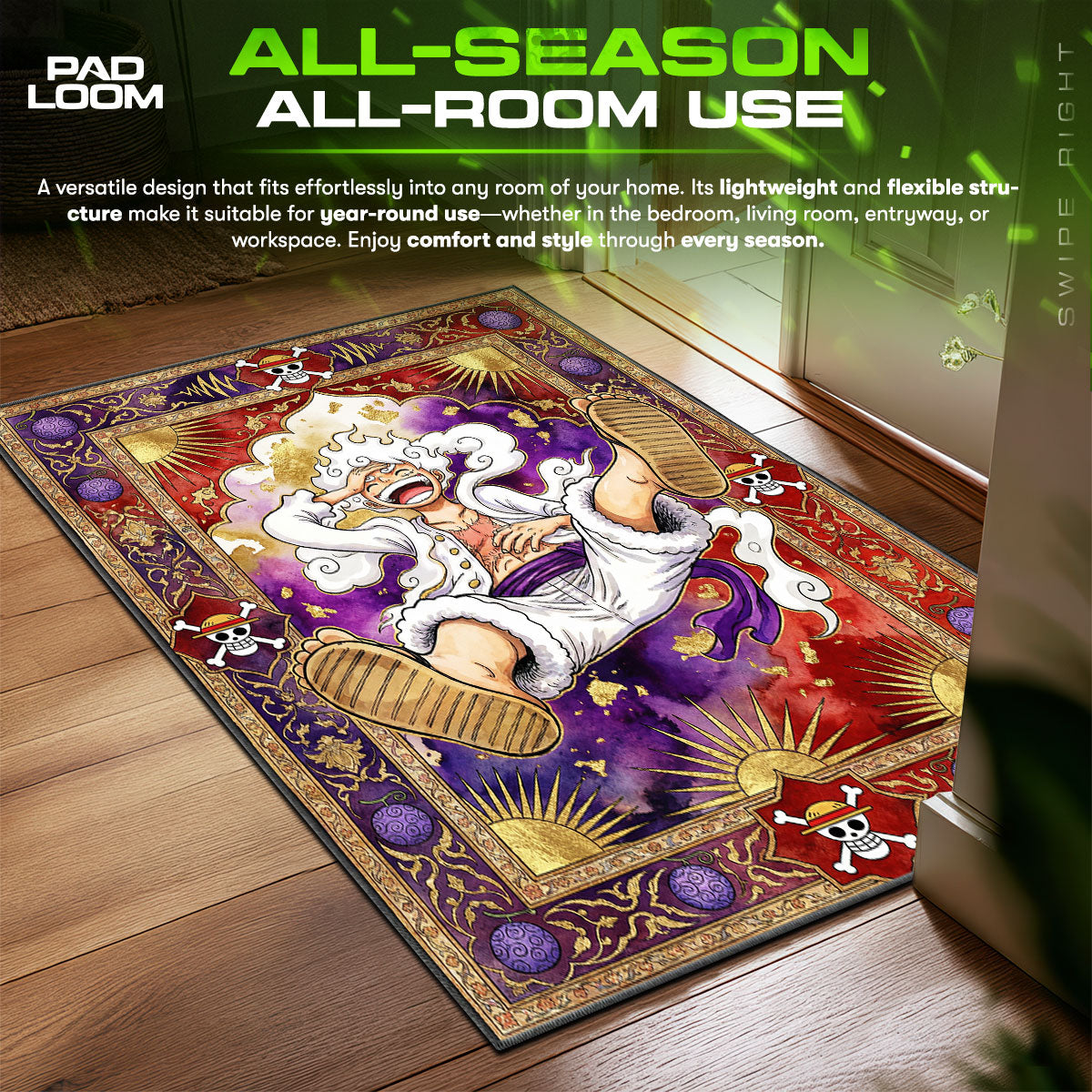 Luffy Gear 5 Sun God Rug - One Piece Chair Mat