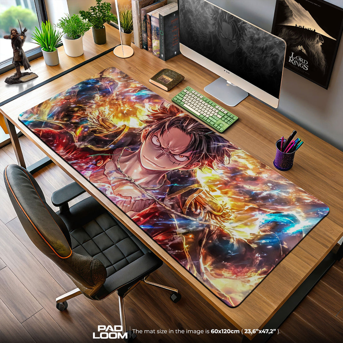 Luffy Mouse Pad - Burning Resolve Anime Desk Mat Padloom