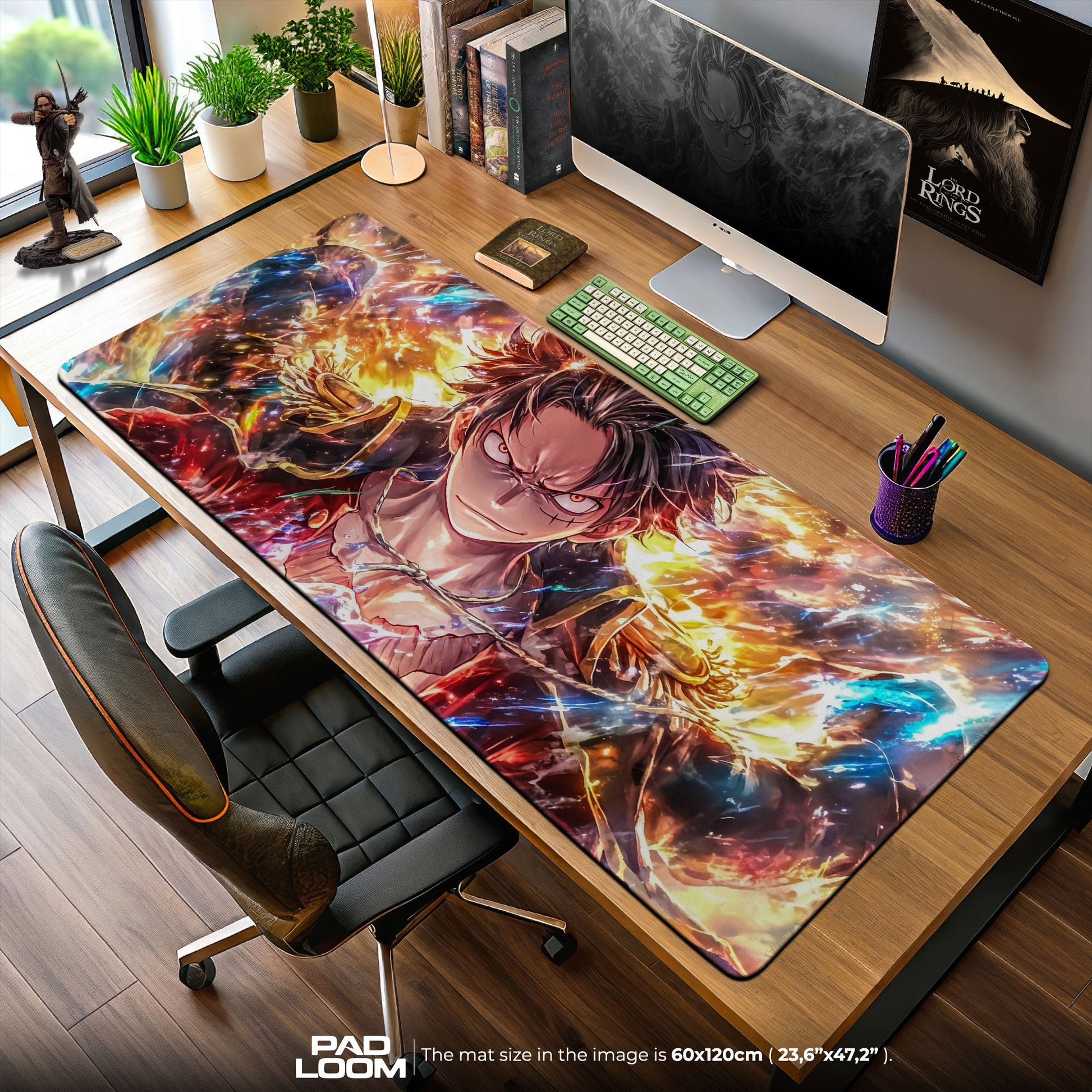 Luffy Mouse Pad - Burning Resolve Anime Desk Mat Padloom