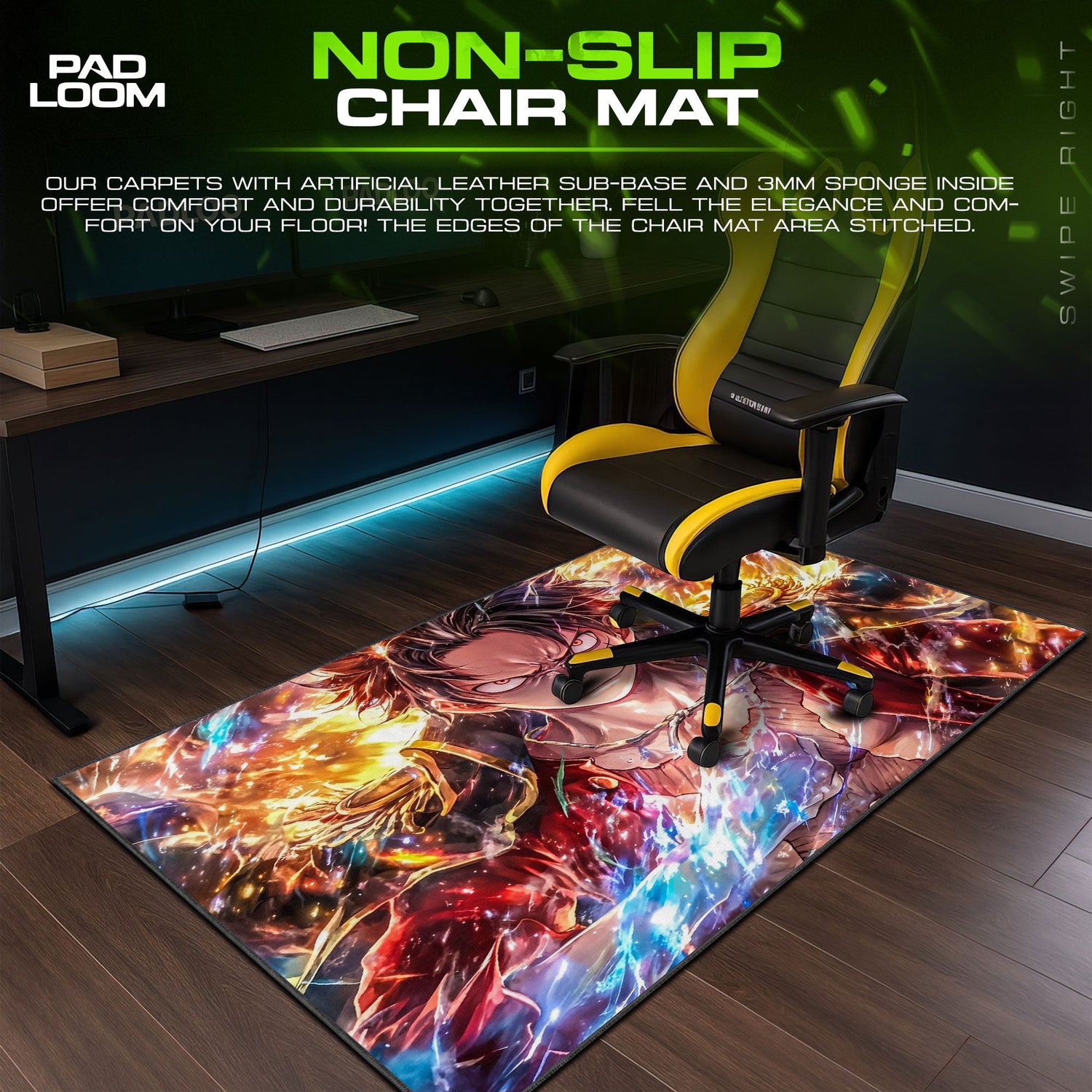 Luffy Mouse Pad - Burning Resolve Anime Desk Mat Padloom