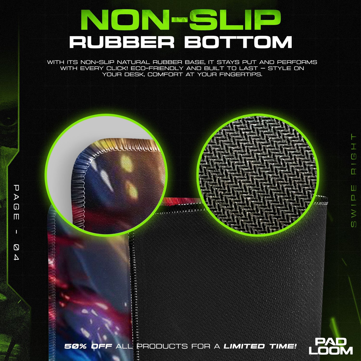 Luffy Mouse Pad - Fire and Thunder Anime Desk Mat Padloom