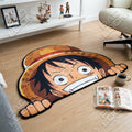 Luffy Peek shaped area rug, die-cut anime rug