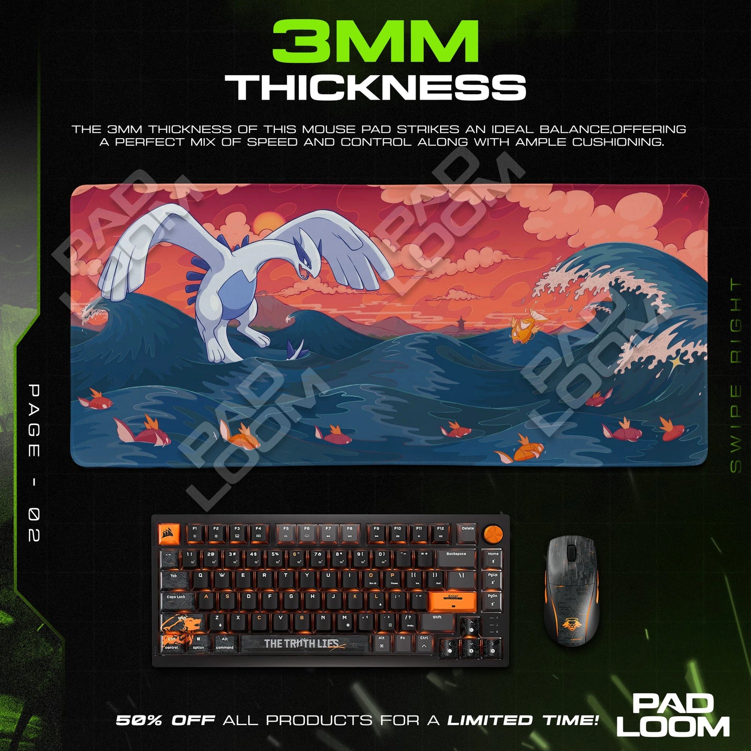 Lugia Crimson Sunset Mouse Pad - Pokémon Desk Mat