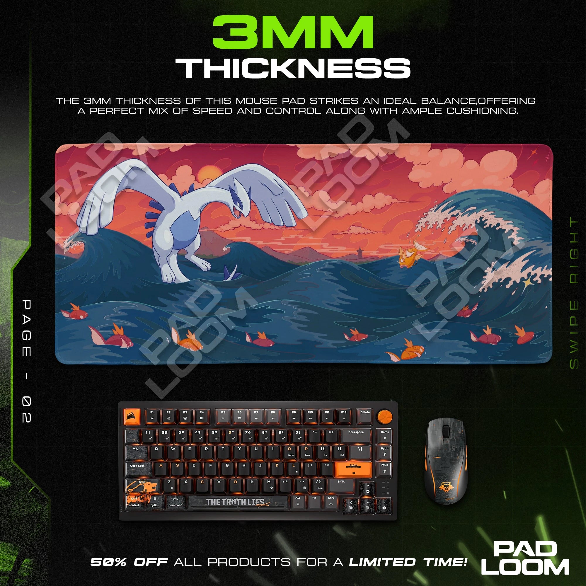 Lugia Crimson Sunset Mouse Pad - Pokémon Desk Mat