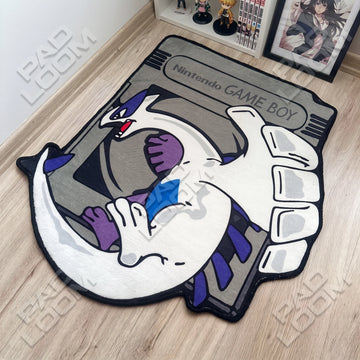 Lugia Game Boy shaped area rug, die-cut anime gaming rug