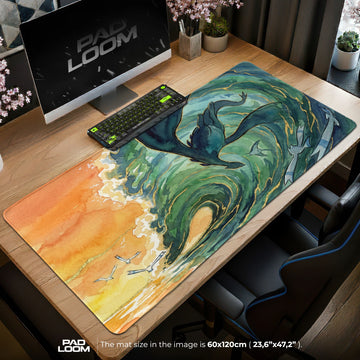 Lugia Ocean Wave Mouse Pad - Pokemon Desk Mat
