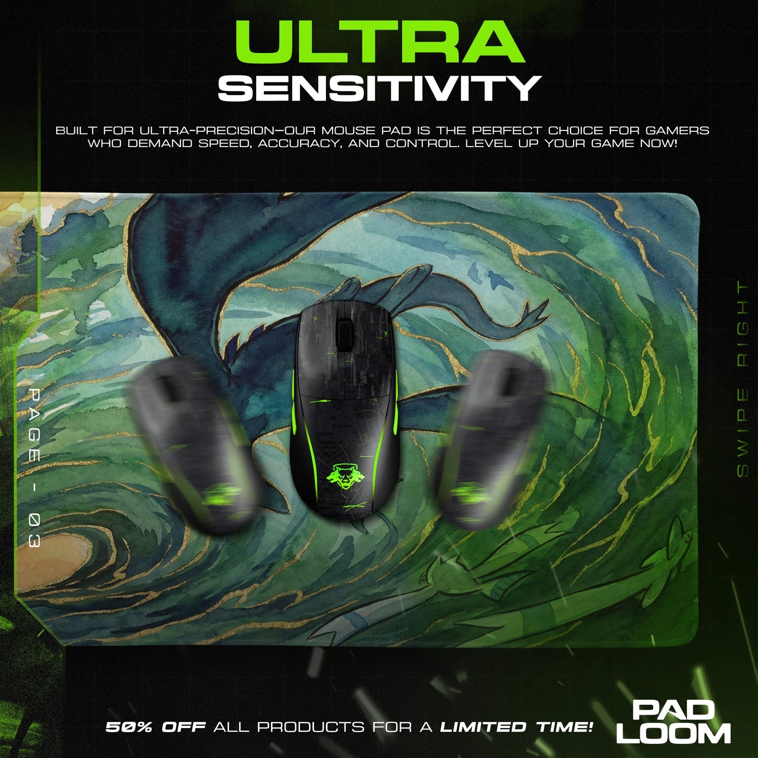 Lugia Ocean Wave Mouse Pad - Pokemon Desk Mat