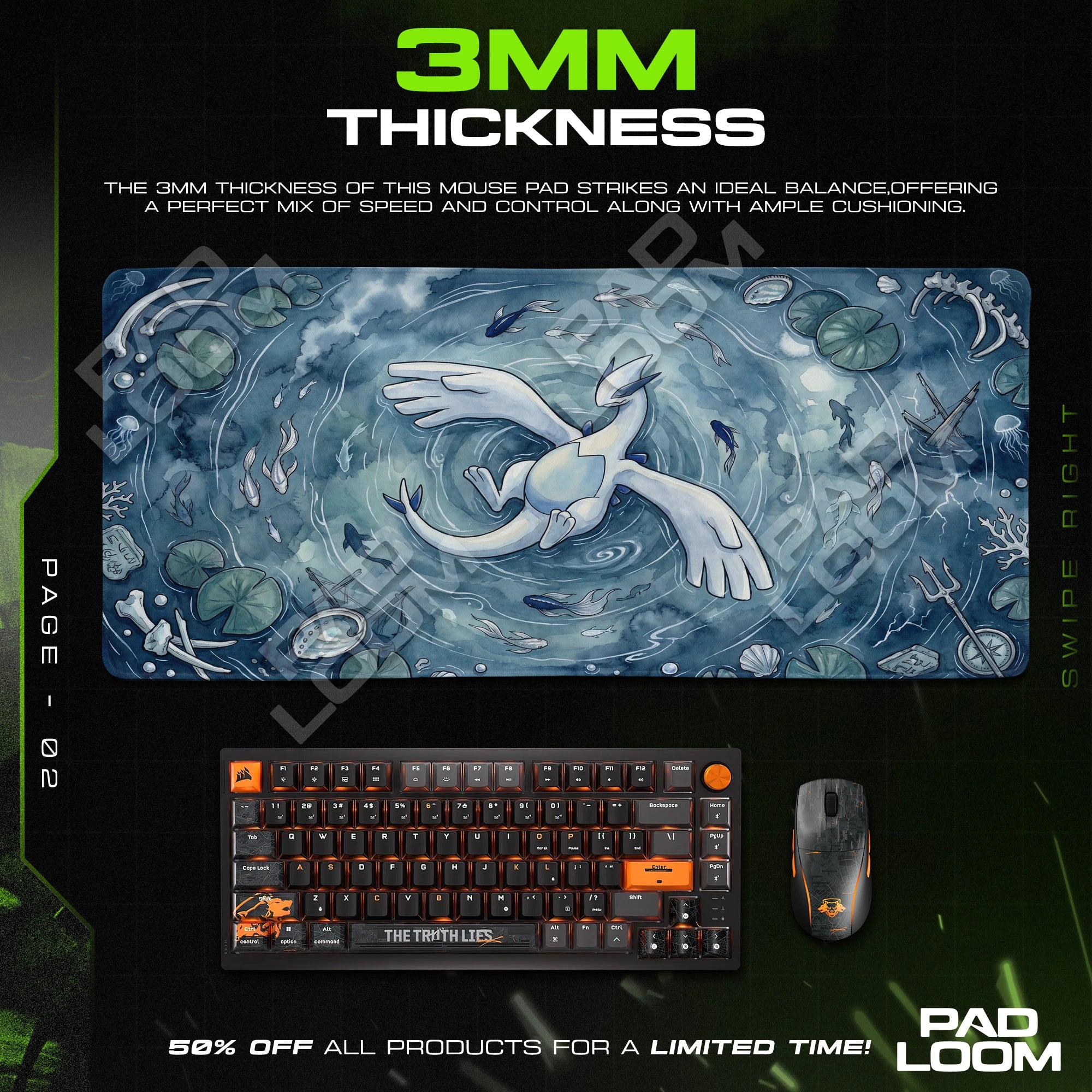 Lugia Tempest Pond Mouse Pad - Pokemon Desk Mat