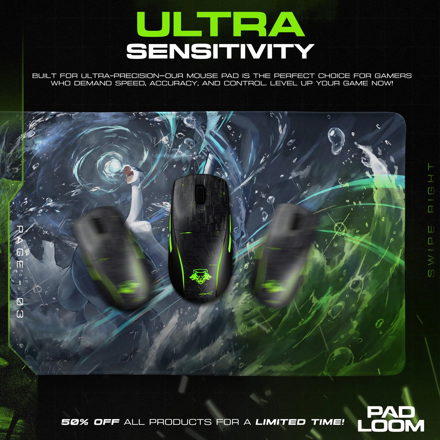 Lugia Tidal Vortex Mouse Pad - Pokemon Desk Mat