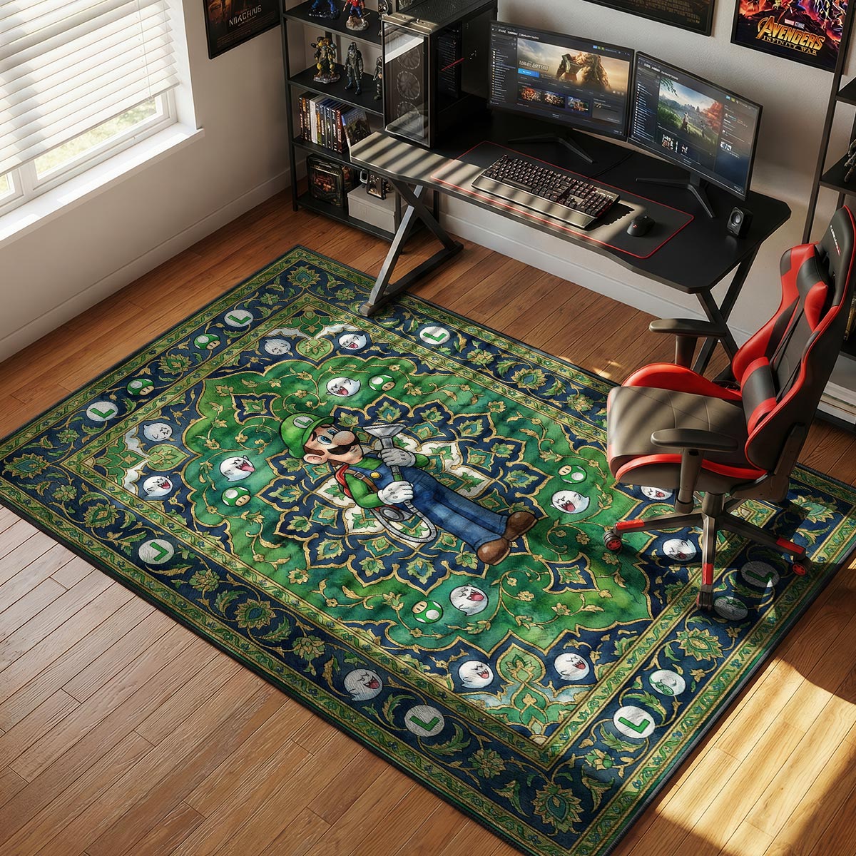 Luigi Ghost Hunter Super Mario Chair rug — main product view