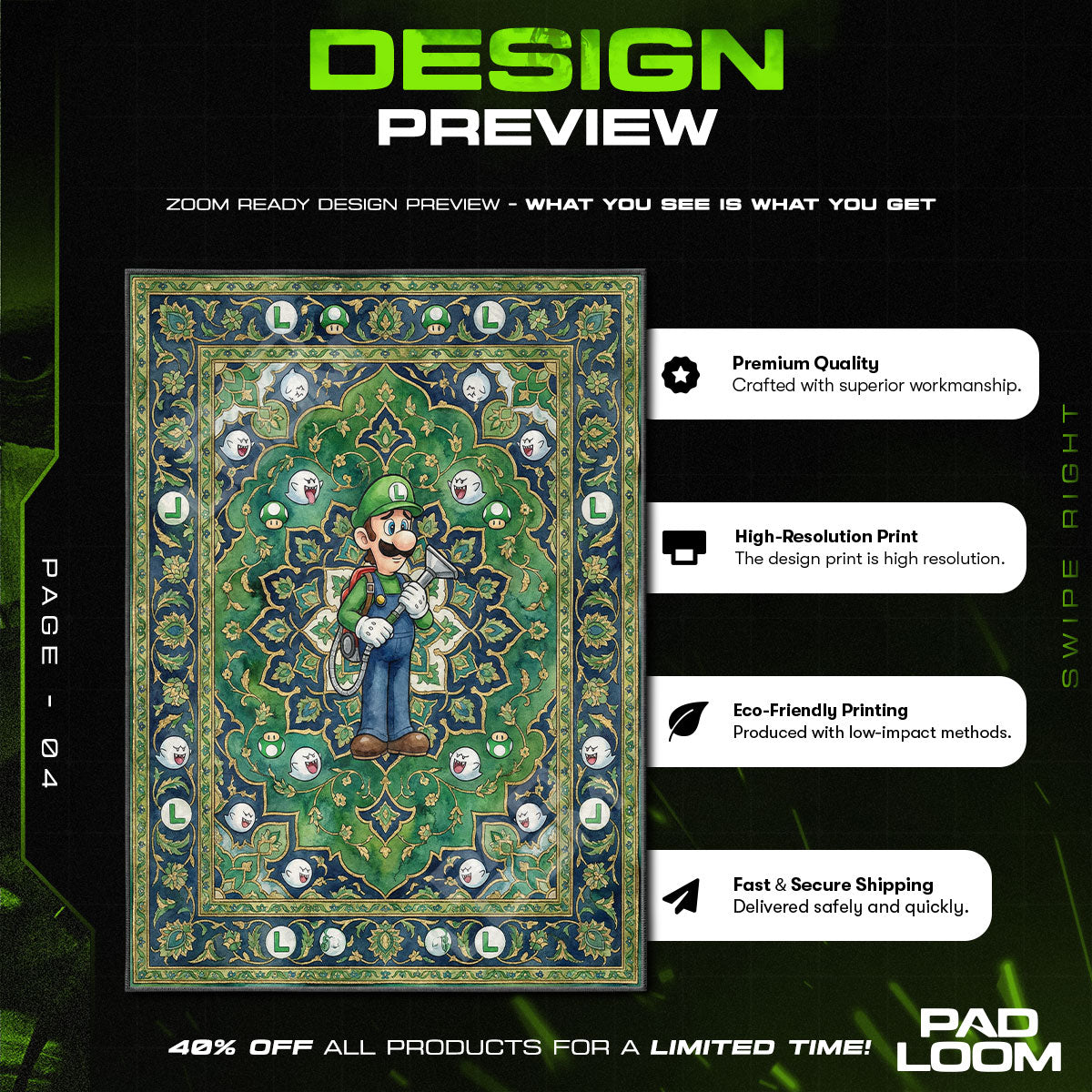 Chair character design printed on rug