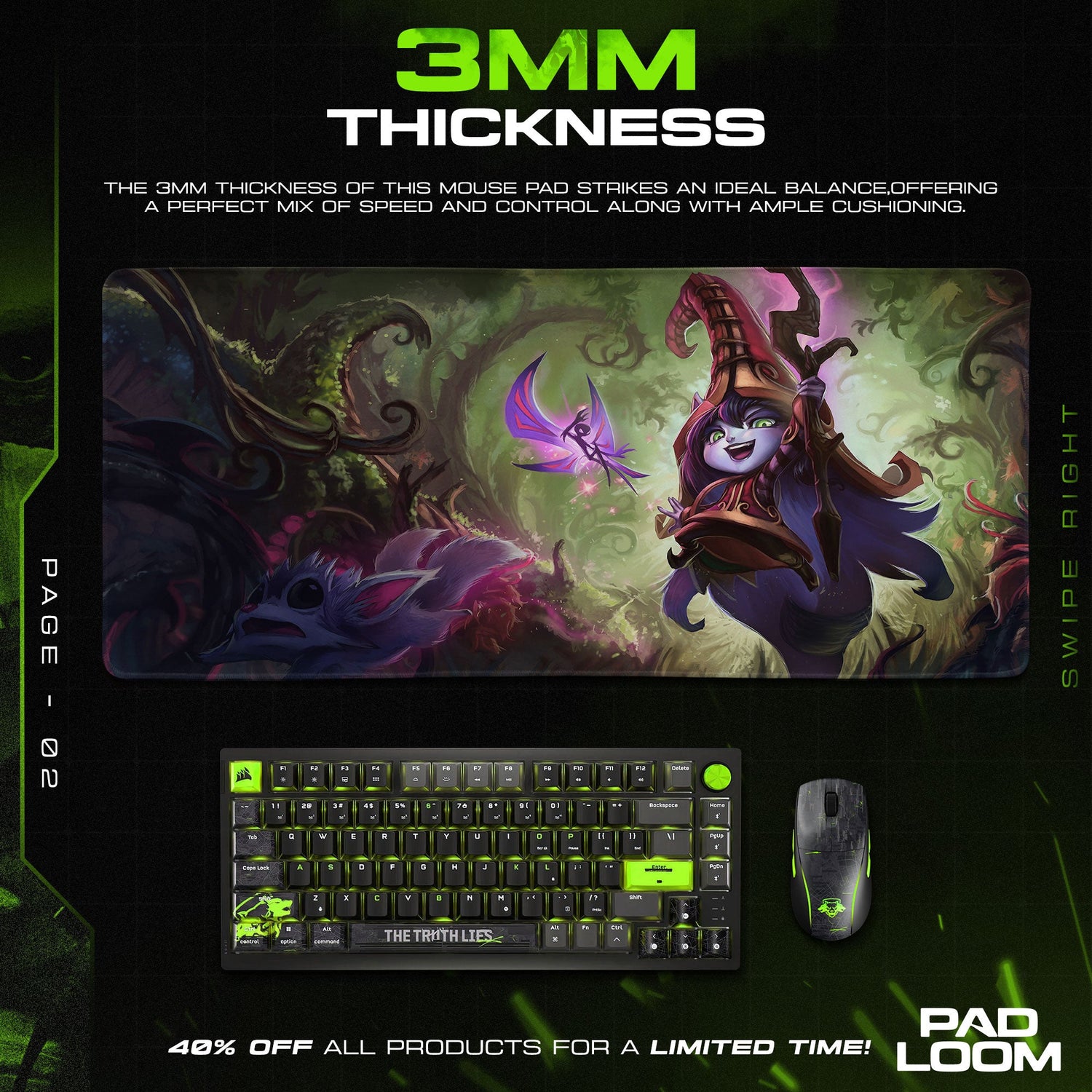 Lulu Enchanted Forest Mouse Pad, League Support Gaming Desk Mat Padloom