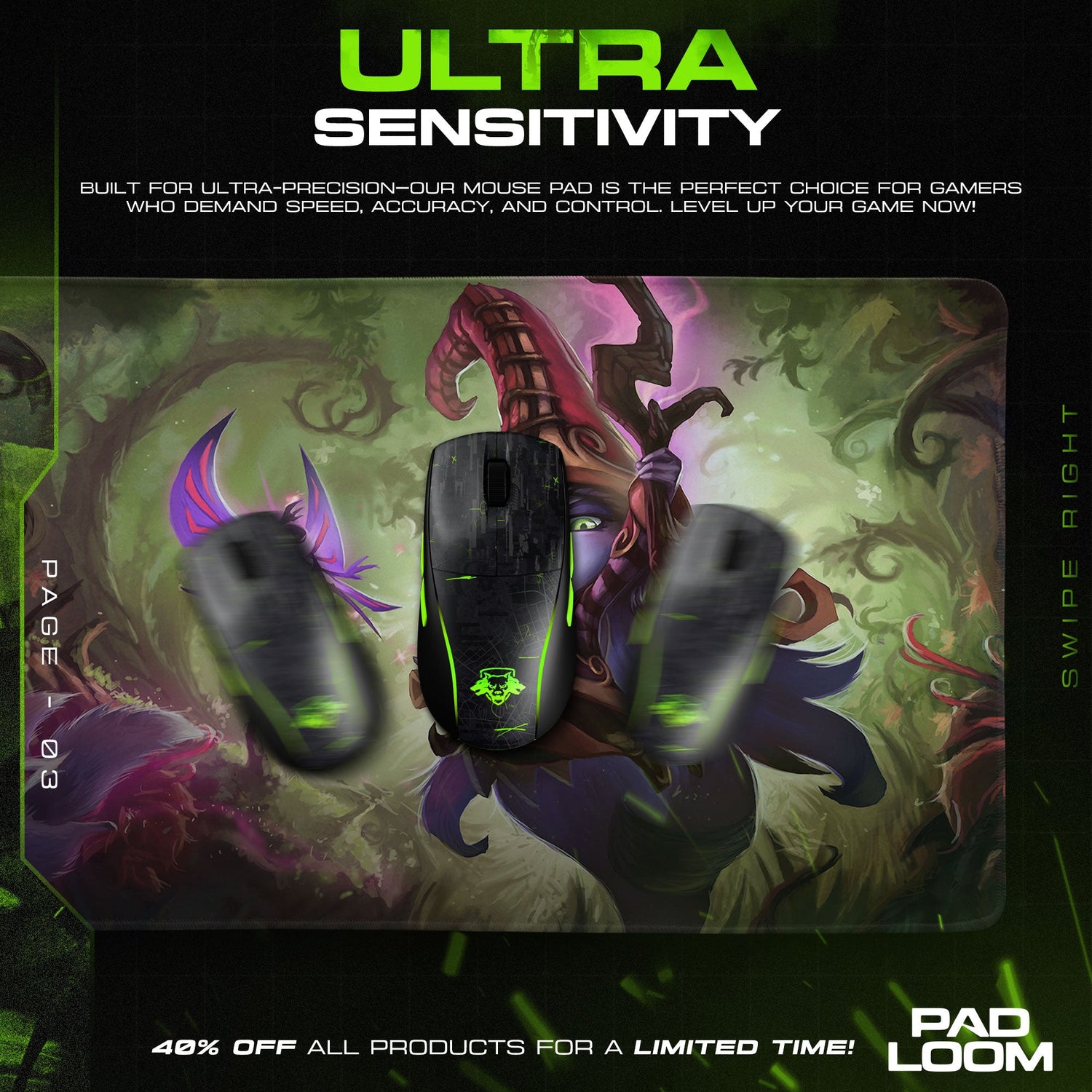 Lulu Enchanted Forest Mouse Pad, League Support Gaming Desk Mat Padloom