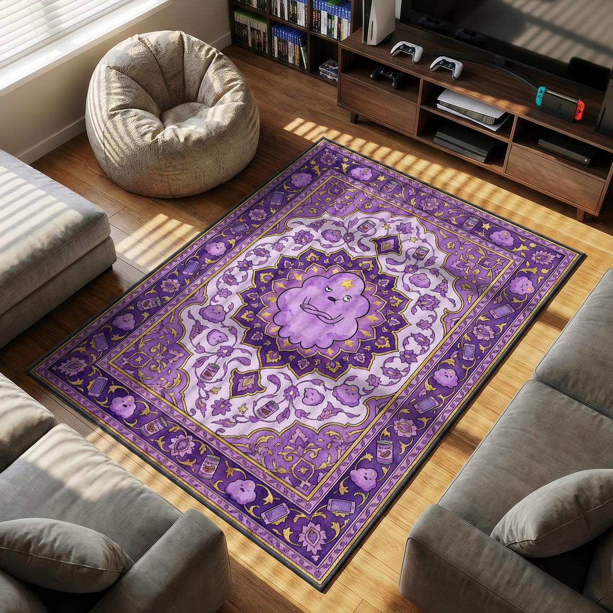 Lumpy Princess themed area rug for Space fans