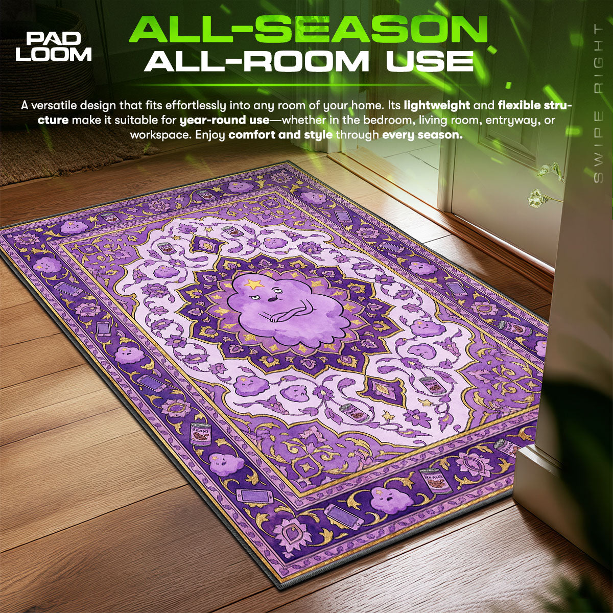 Lumpy Princess Sassy Adventure Time Room fan rug — premium quality print