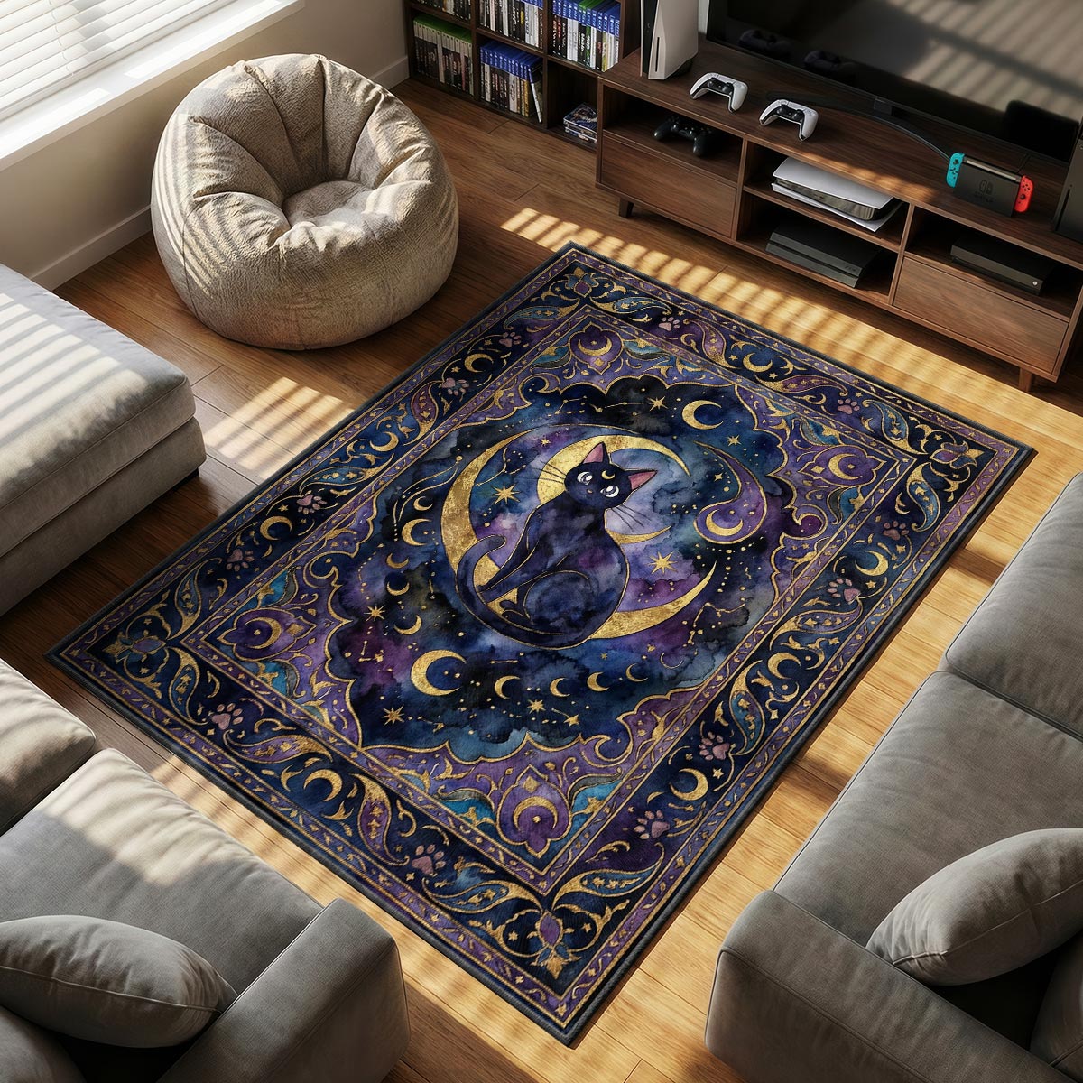 Luna Celestial themed area rug for home decor fans