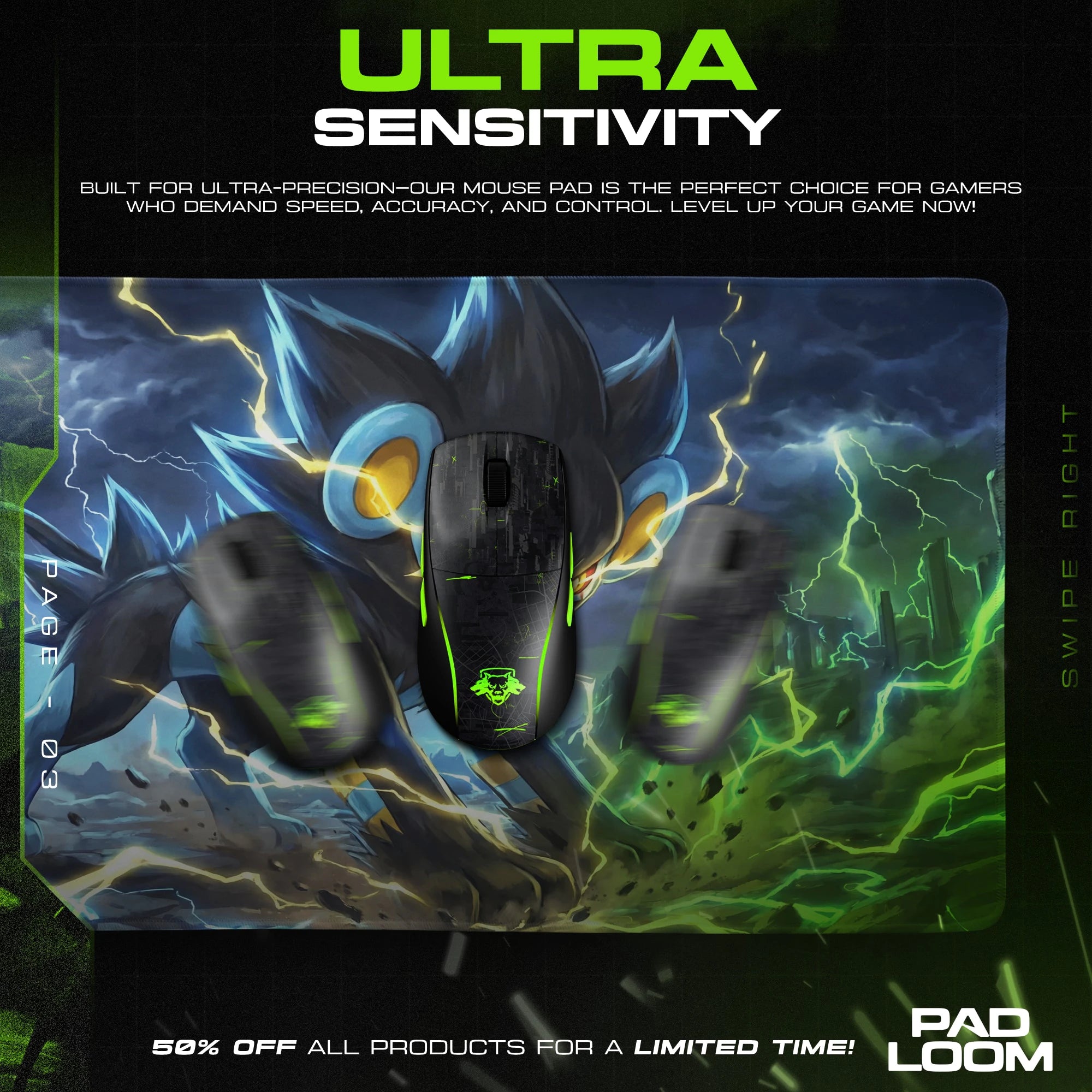 Luxray Storm Prowl Mouse Pad - Pokémon Desk Mat