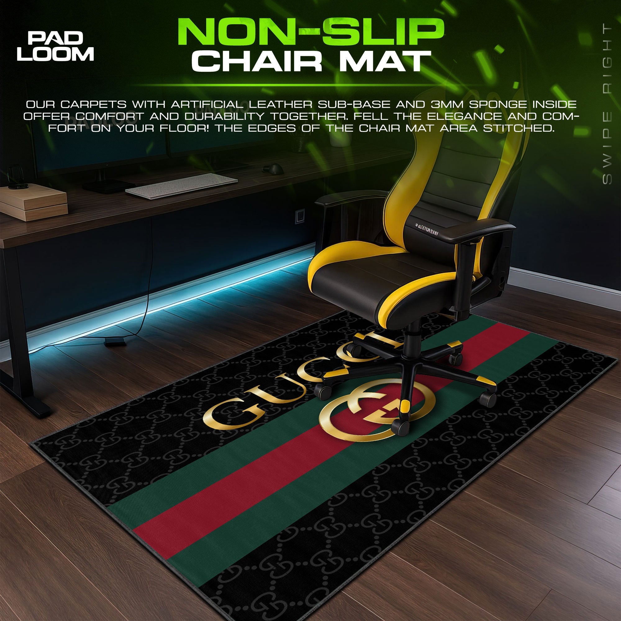 Luxury Serpent Mouse Pad - Beige Stripe Designer Gaming Desk Mat Padloom