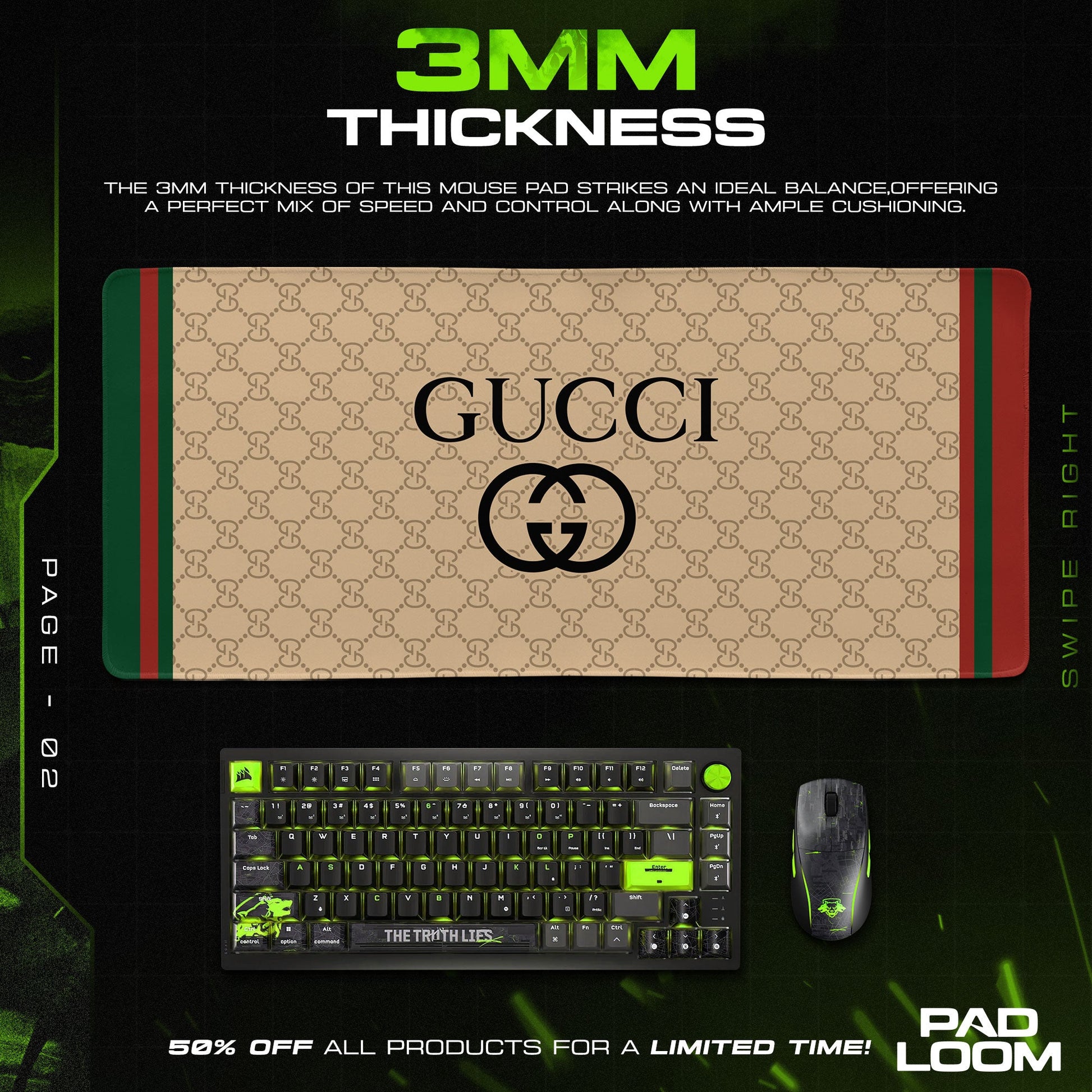 Luxury GG Mouse Pad - Classic Beige Designer Gaming Desk Mat Padloom