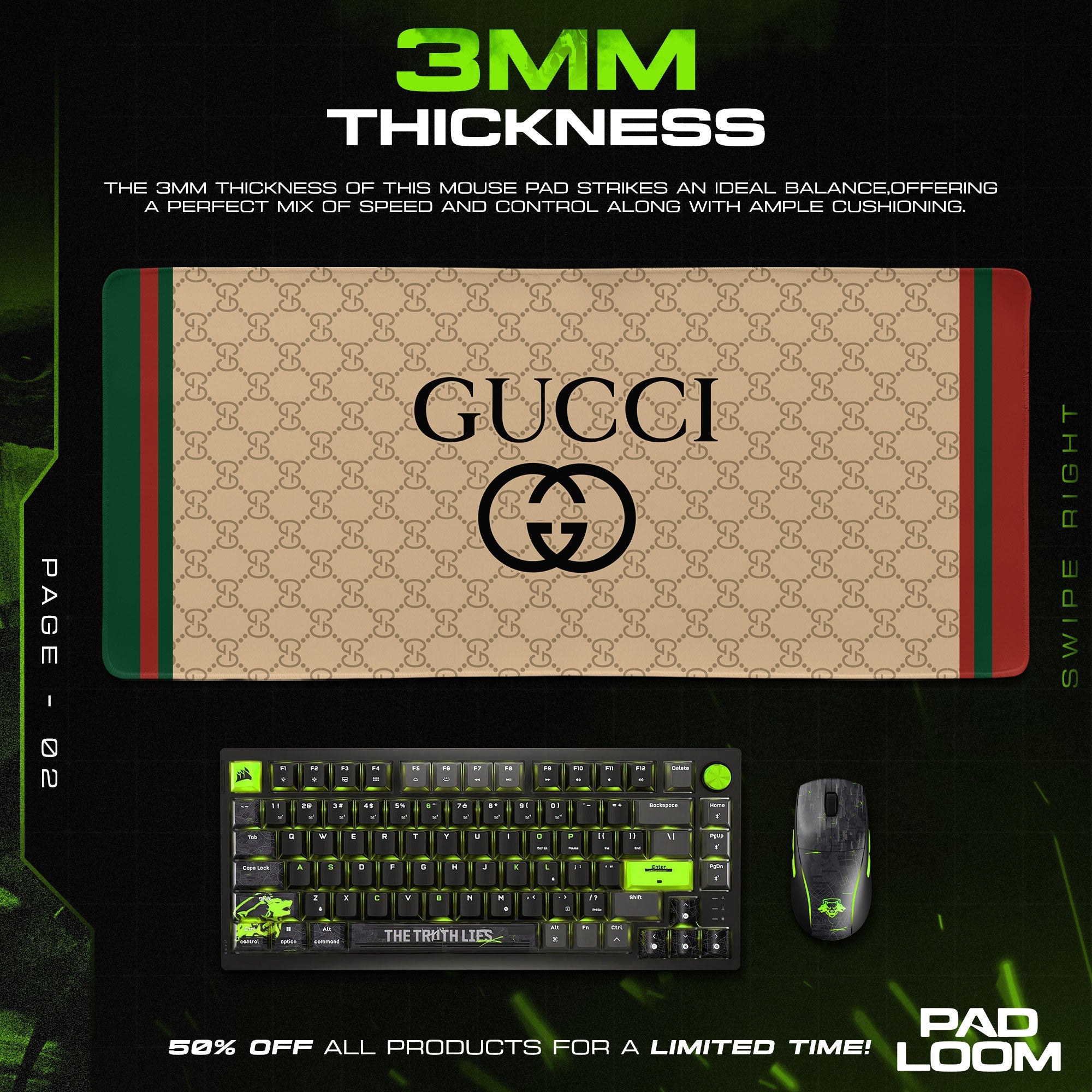 Luxury GG Mouse Pad - Classic Beige Designer Gaming Desk Mat Padloom