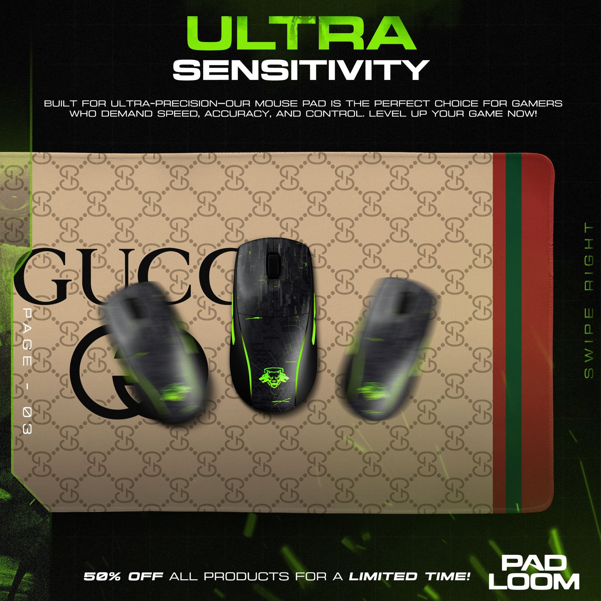 Luxury GG Mouse Pad - Classic Beige Designer Gaming Desk Mat Padloom