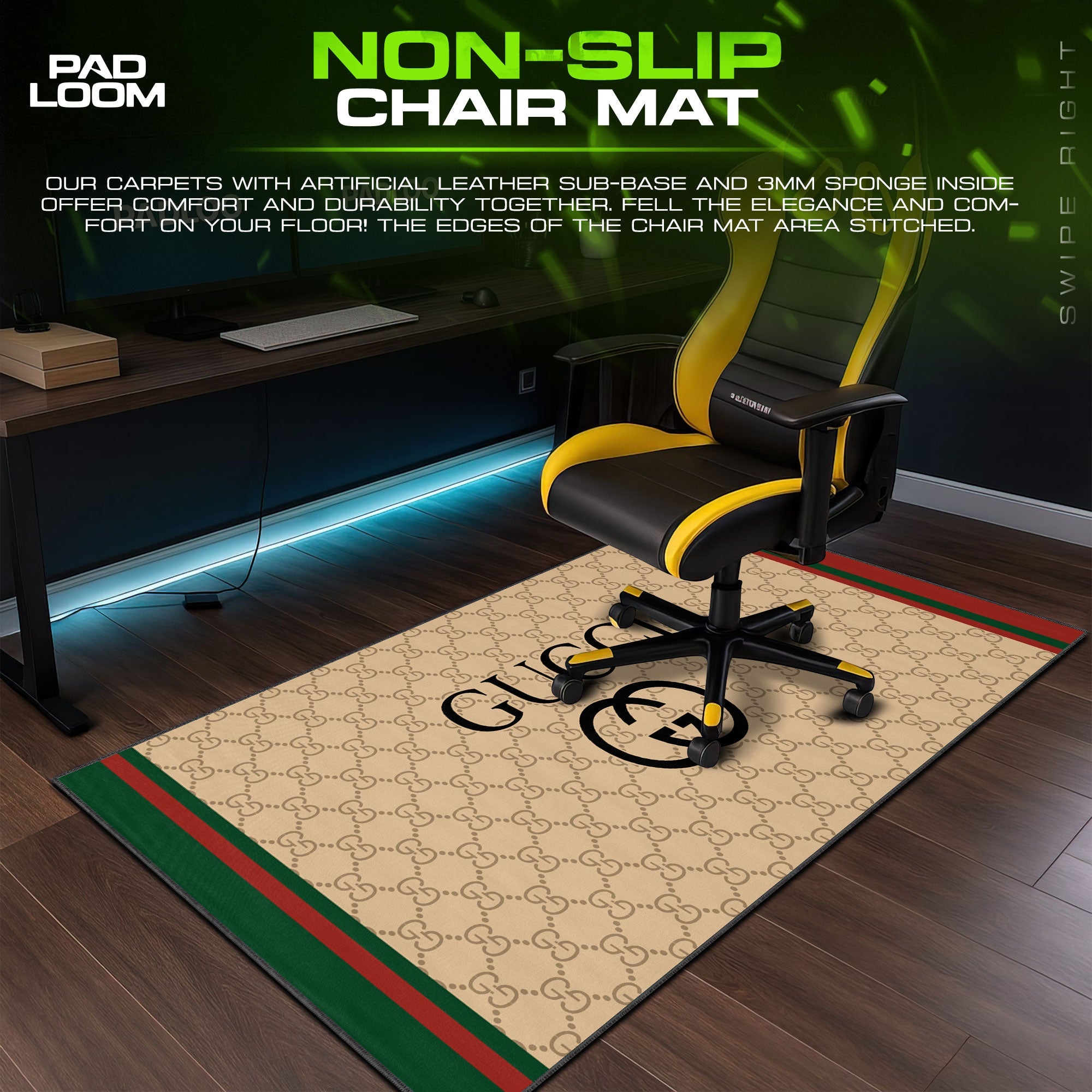 Luxury GG Mouse Pad - Classic Beige Designer Gaming Desk Mat Padloom