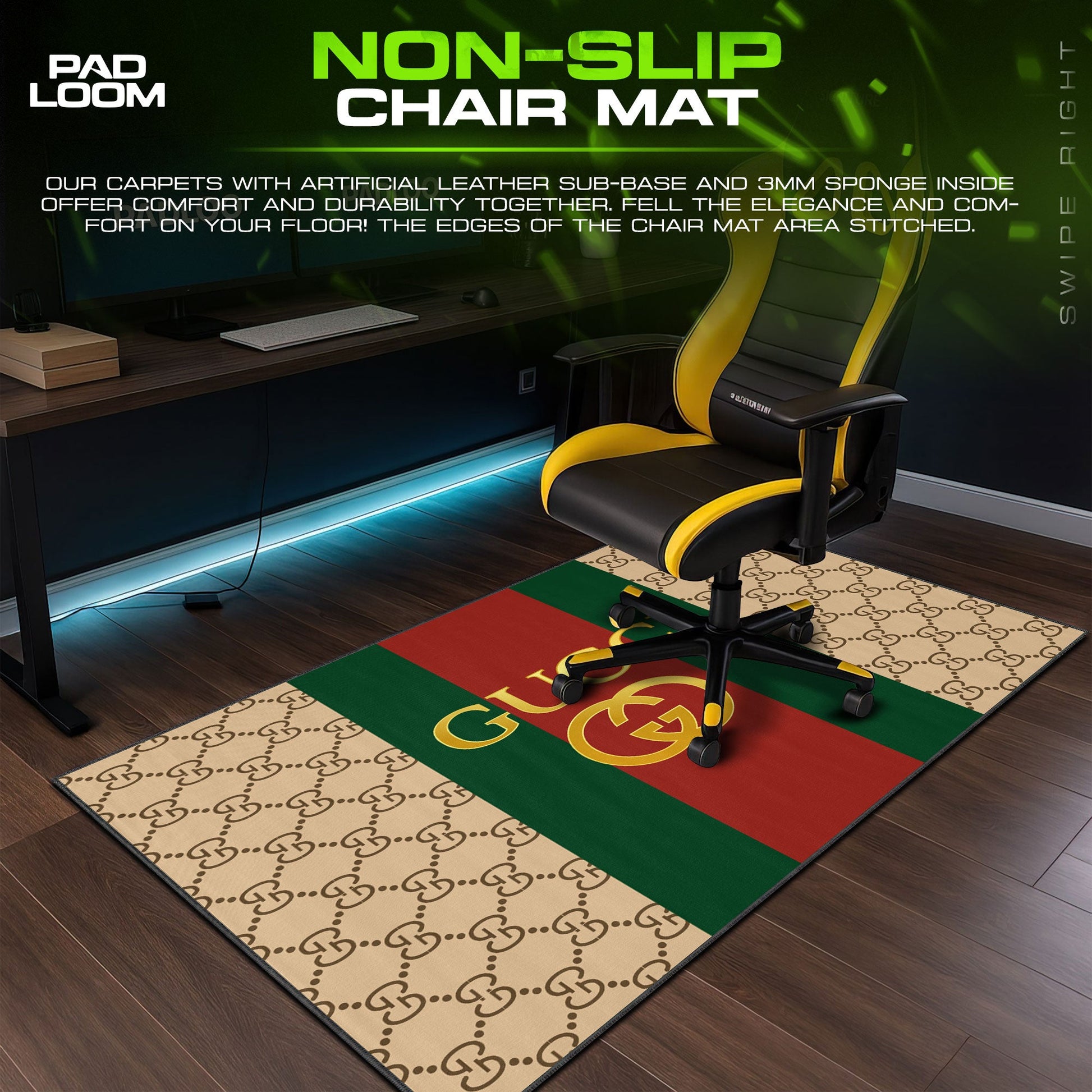 Luxury GG Mouse Pad - Heritage Stripe Designer Gaming Desk Mat Padloom