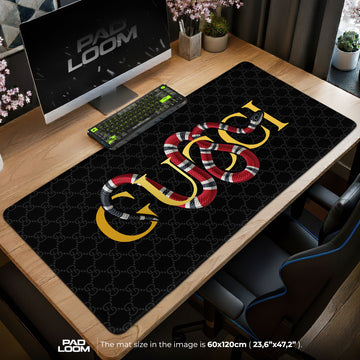 Luxury Serpent Black Mouse Pad - Designer Monogram Gaming Desk Mat