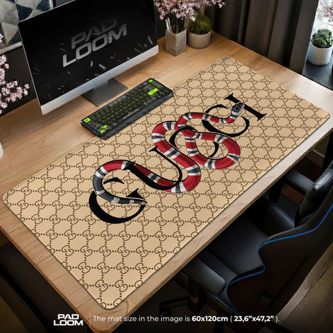 Luxury Serpent Black Mouse Pad - Designer Monogram Gaming Desk Mat Padloom
