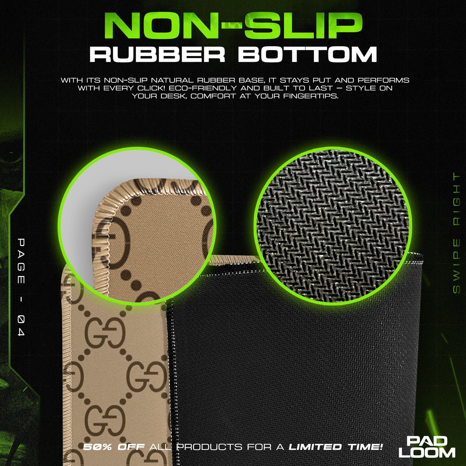 Luxury Serpent Black Mouse Pad - Designer Monogram Gaming Desk Mat Padloom