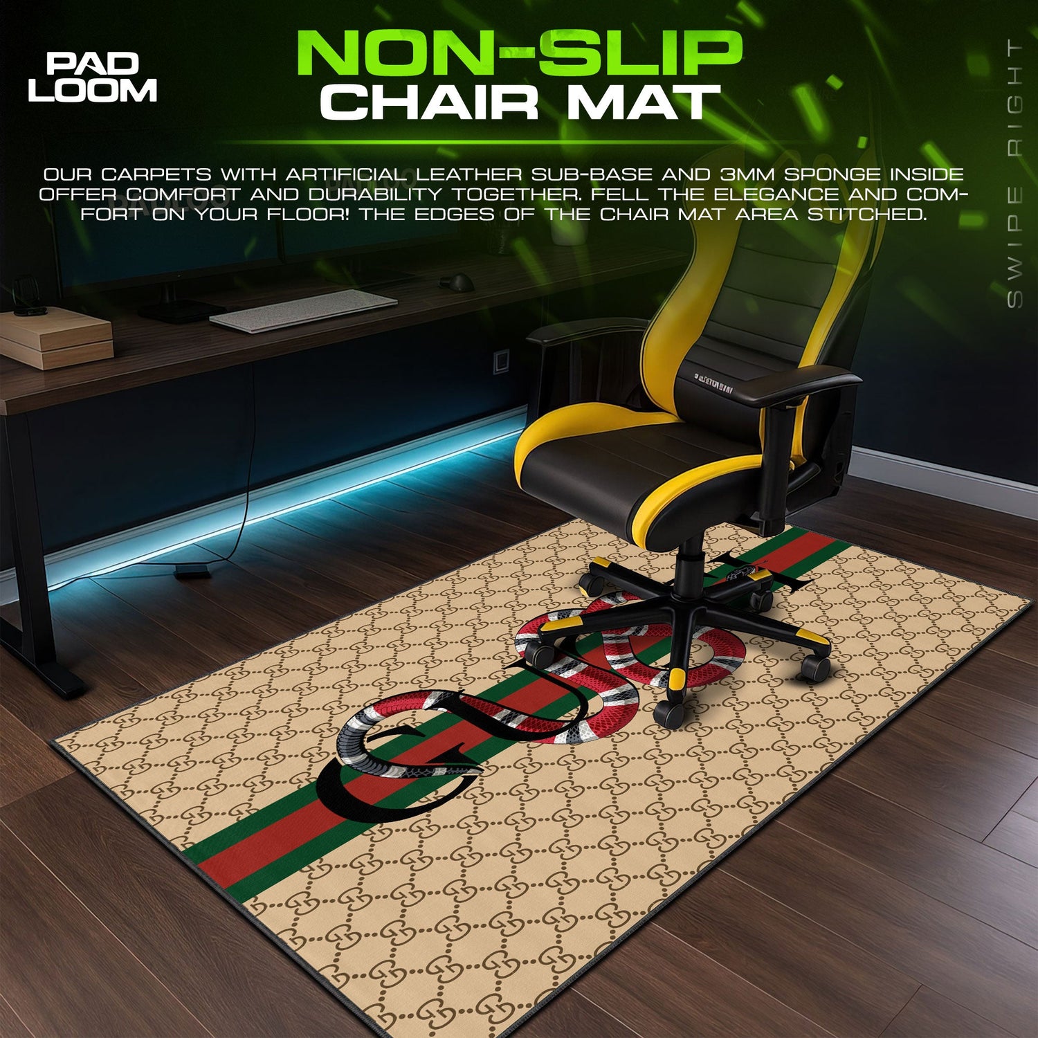 Luxury Serpent Emblem Mouse Pad - Beige Designer Gaming Desk Mat Padloom