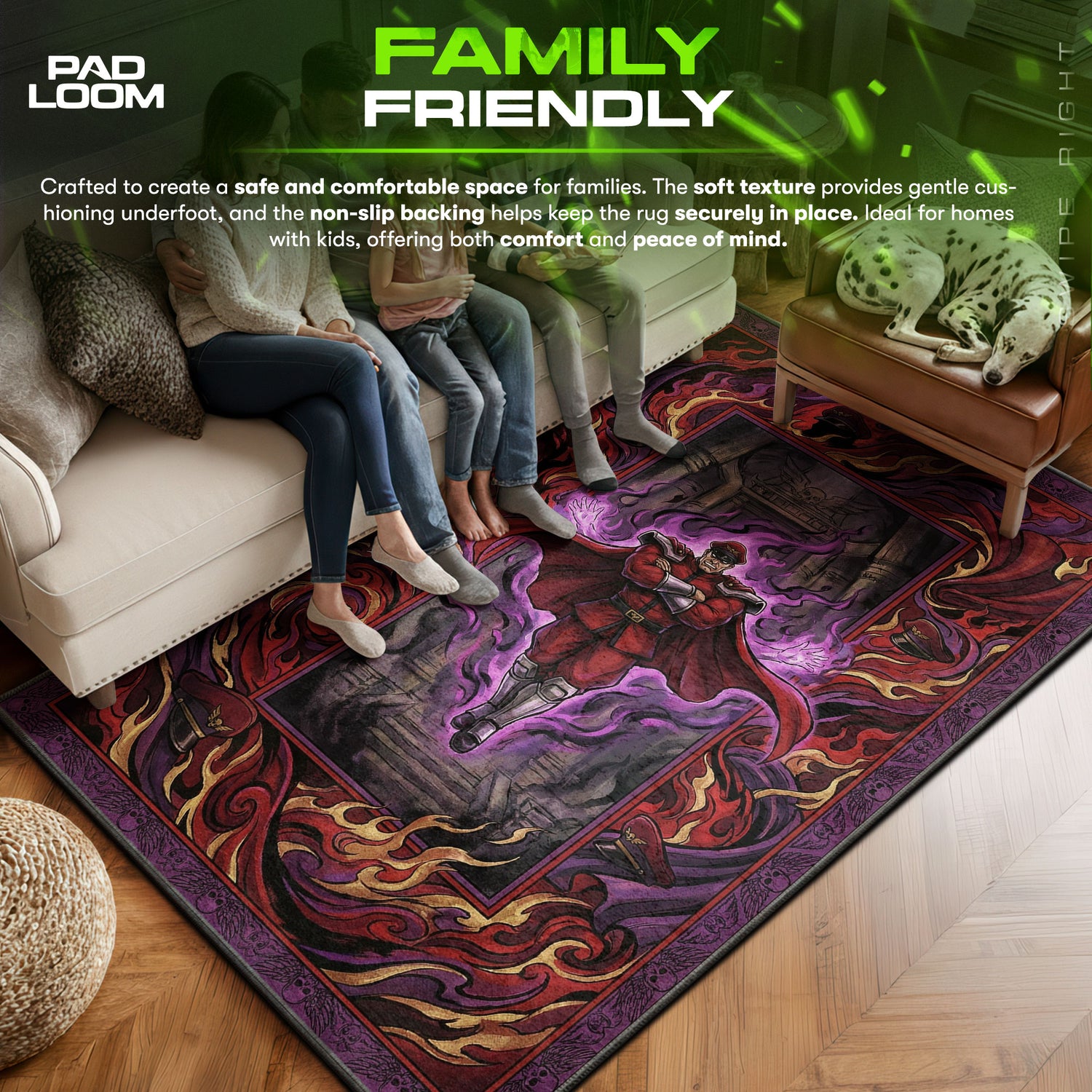 M. area rug showing full home decor artwork