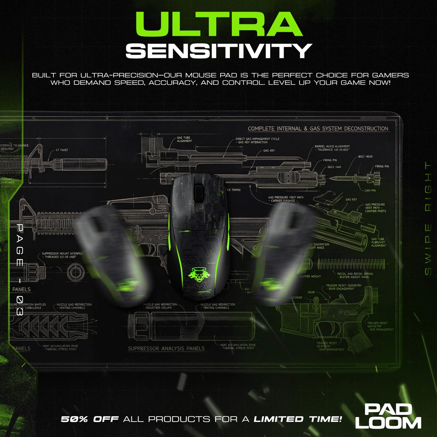 M4A4 Blueprint Mouse Pad - CS:GO Desk Mat