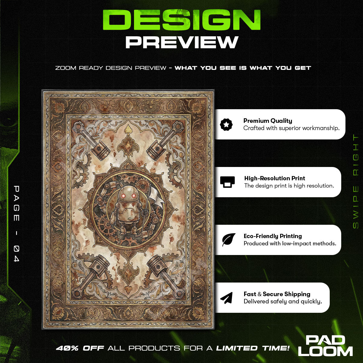 Machine Lifeform Peace Rug - Nier Automata Chair Mat