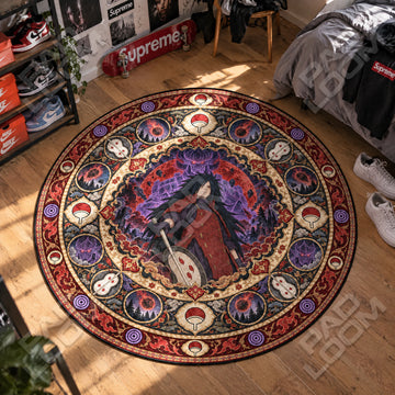 Madara Susanoo Naruto round rug on a bedroom floor - Naruto chair mat