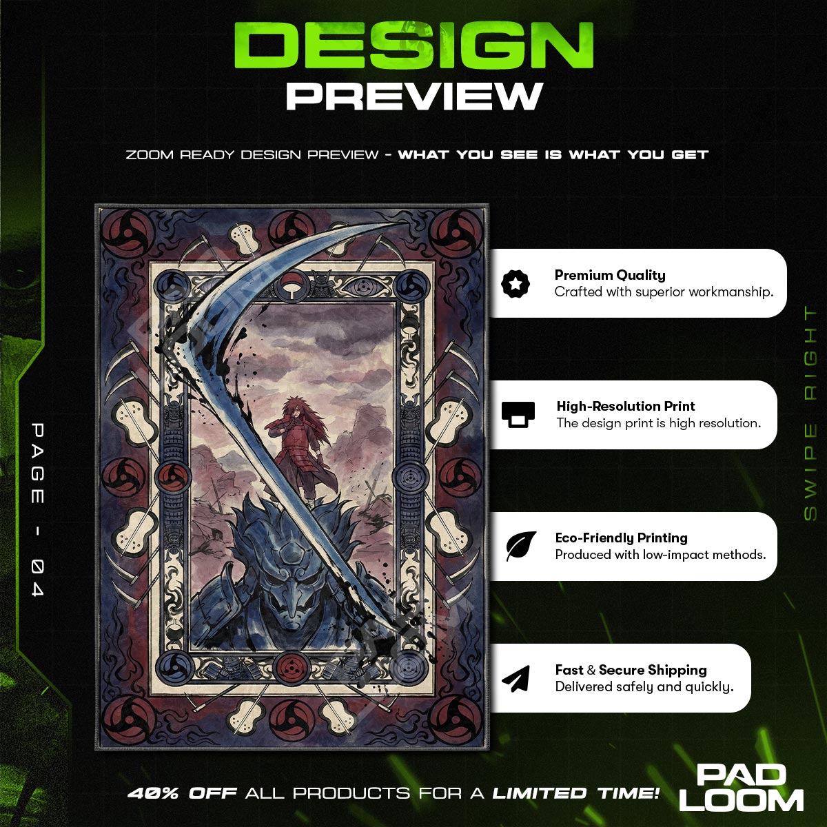 Madara Uchiha Ghost of the Uchiha Rug - Naruto Chair Mat