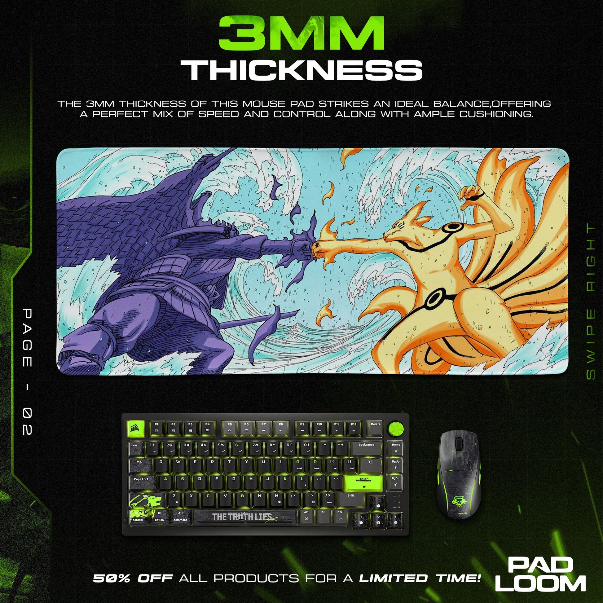 Madara vs Kurama Mouse Pad - Epic Shinobi Clash Anime Desk Mat Padloom