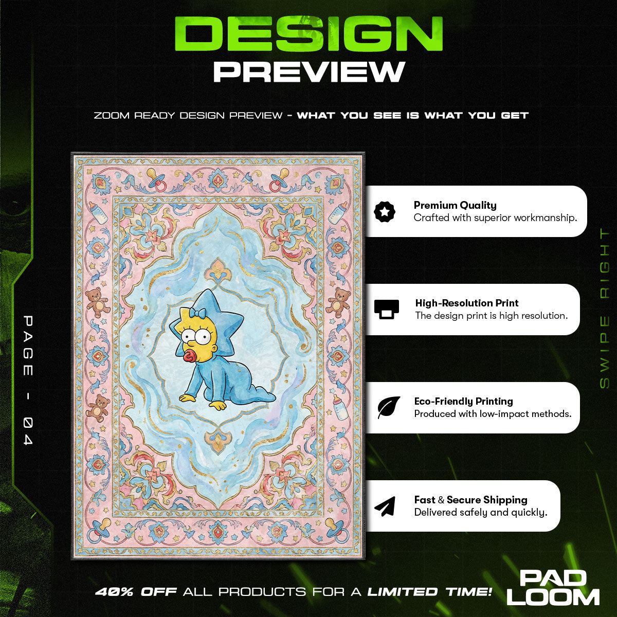 room character design printed on rug