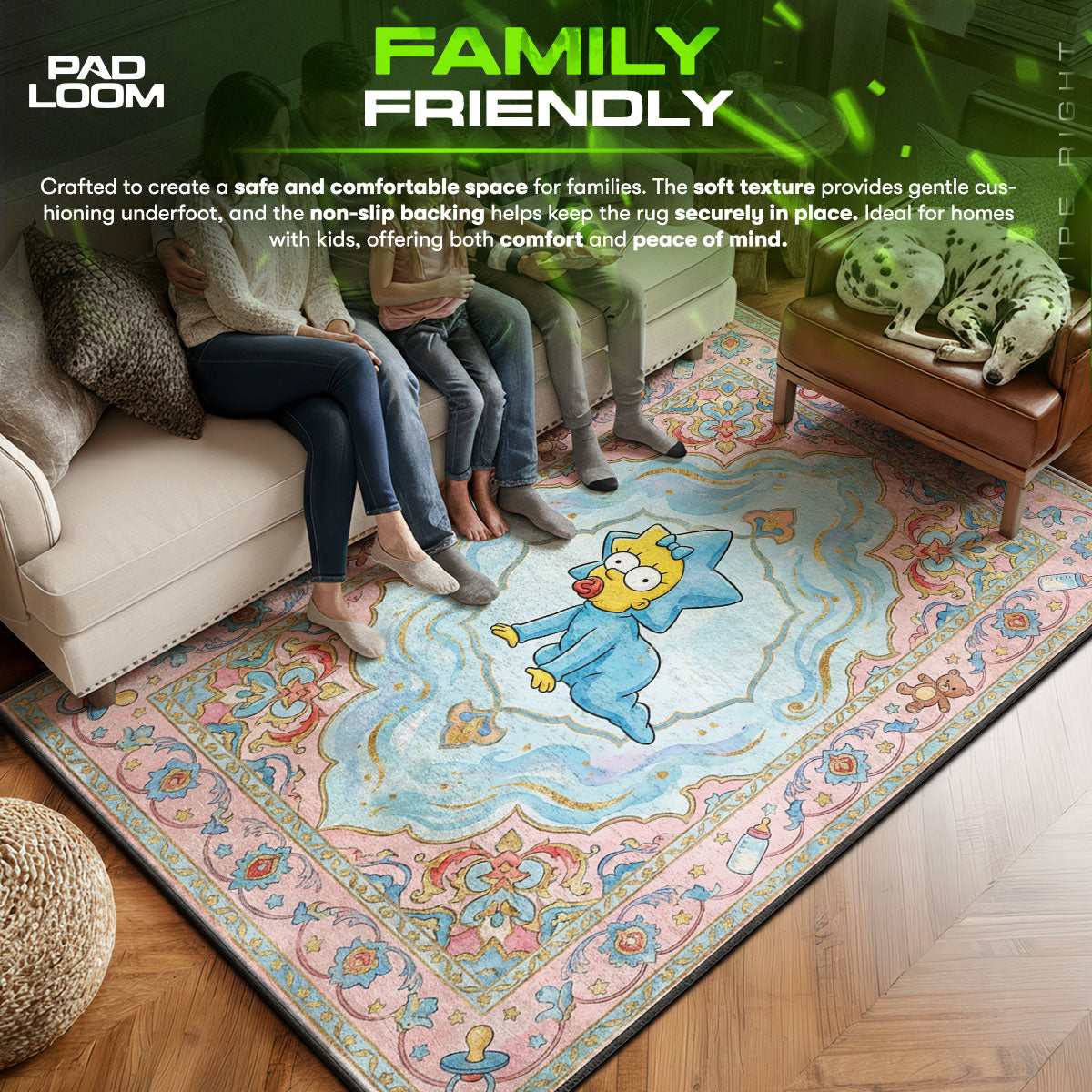 maggie area rug showing full home decor artwork