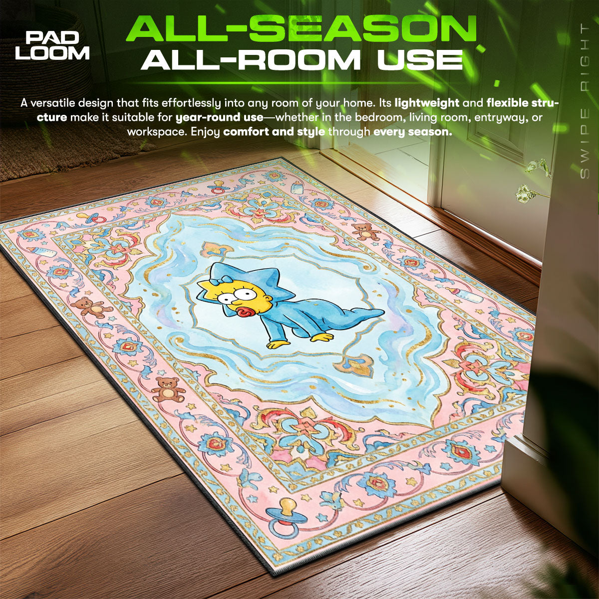 maggie blue star snowsuit simpsons room fan rug — premium quality print
