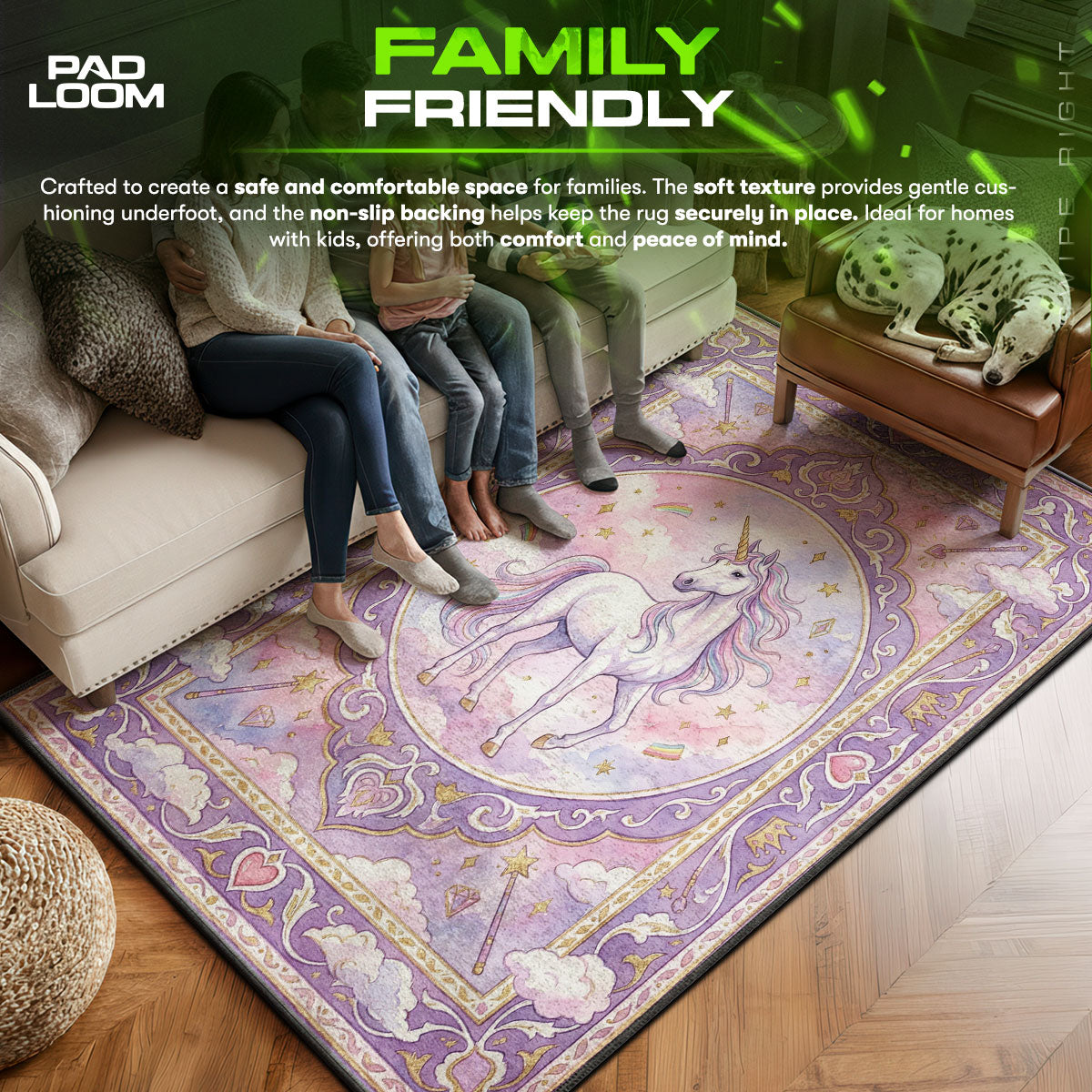 Magic Unicorn Pastel Rug - Kids Room Floor Mat