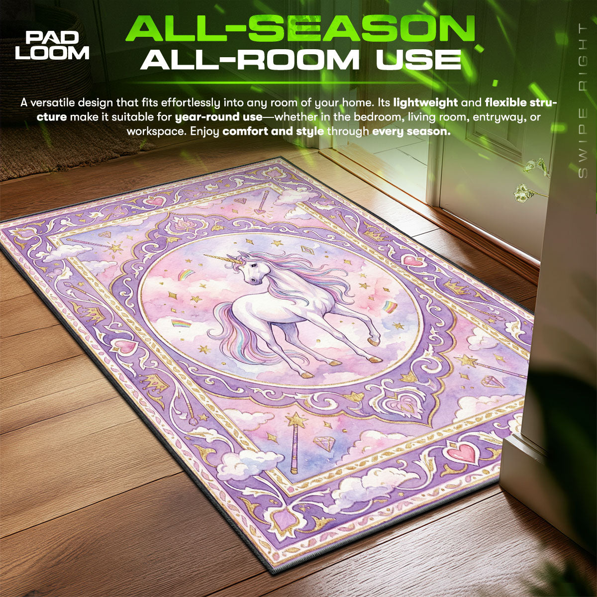 Magic Unicorn Pastel Rug - Kids Room Floor Mat