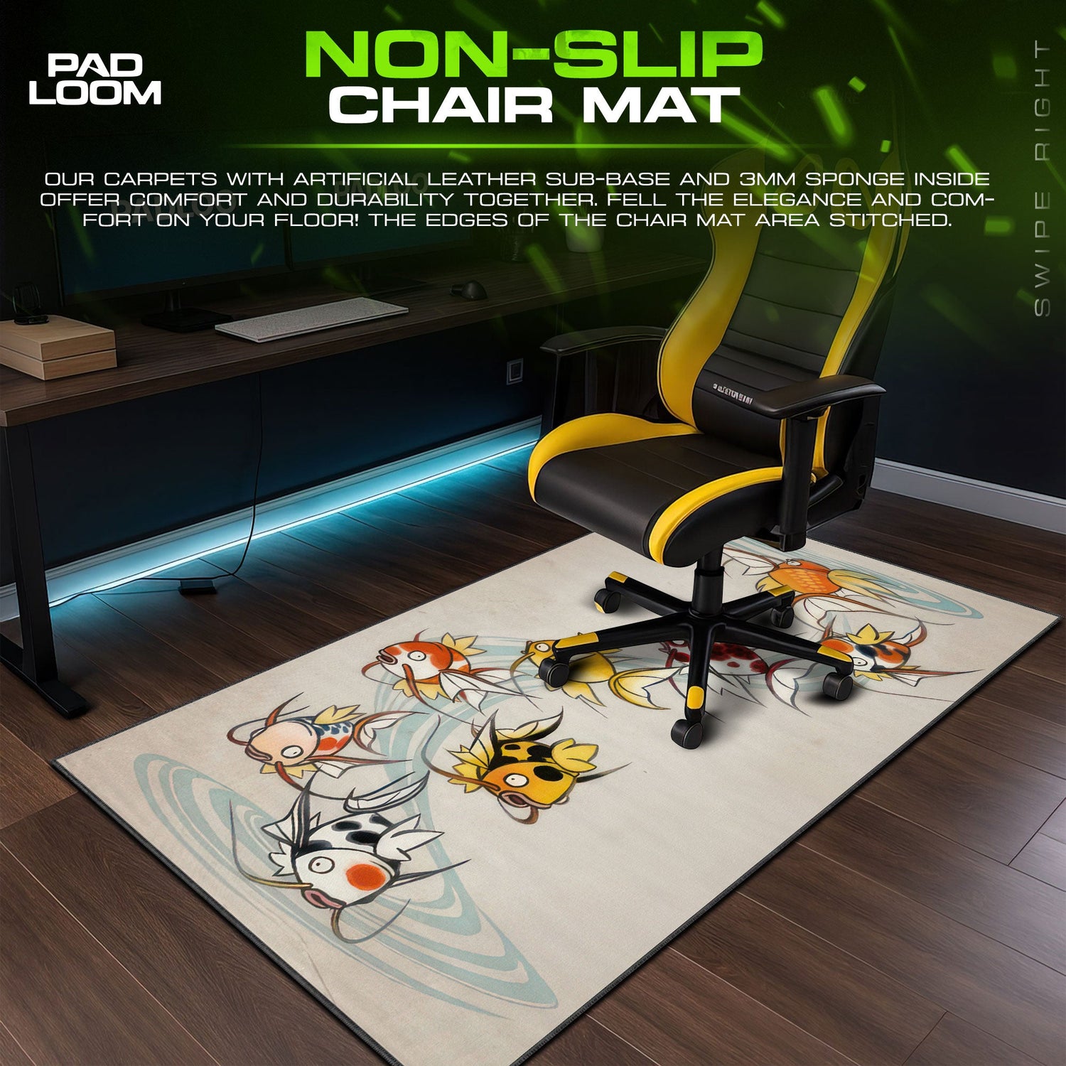 Magikarp Koi Circle Mouse Pad, Pokémon Gaming Desk Mat Padloom